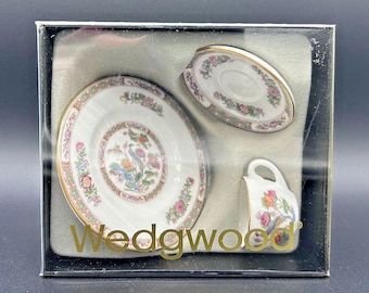 Discontinued Wedgwood  MINITURE KUTANI CRANE 3 pc Place Setting New-Old Stock A