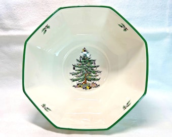 Spode Christmas Tree Medium  Sized 8" Octagonal  Vegetable/Fruit Serving Bowl