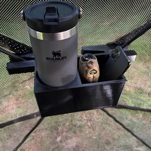 Porte-gobelet et poche pour équipement Hub Blind | Organisateur pour affût de chasse | Compatible avec téléphone, télémètre et pointes de flèches | Affût de sol pliable | USA image 4