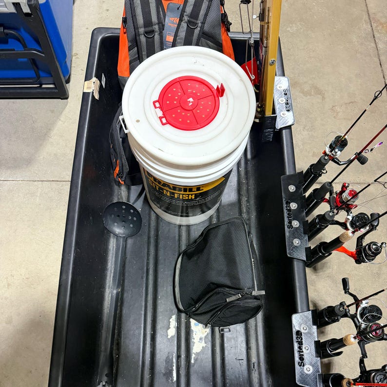 Kit organizador para trineo de pesca en hielo / Soporte para taladro de punta de caña / Shappell Otter Eskimo Fit / Fabricado en EE. UU. / Sorted3D imagen 9