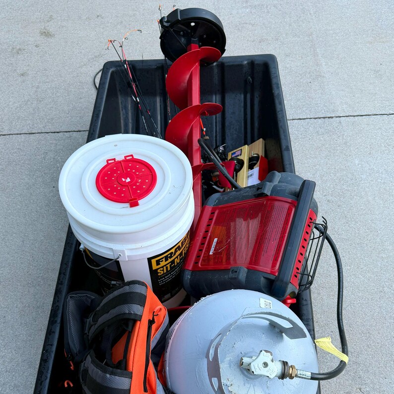 Kit organizador para trineo de pesca en hielo / Soporte para taladro de punta de caña / Shappell Otter Eskimo Fit / Fabricado en EE. UU. / Sorted3D imagen 3