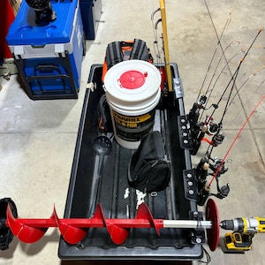 Kit organizador para trineo de pesca en hielo / Soporte para taladro de punta de caña / Shappell Otter Eskimo Fit / Fabricado en EE. UU. / Sorted3D imagen 1