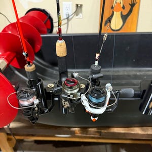 Ice Fishing Rod Holder 3 Rod | Sled Rail Mount Reel Through Slots | Shappell Otter Eskimo Fit | USA Made PETG | Sorted3D image 5