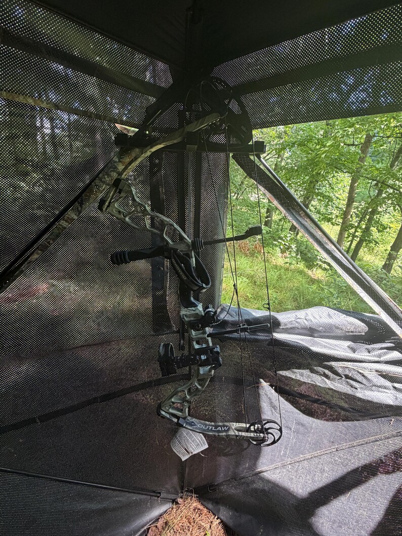 Bow Hunter Hub Blind Kit | Compound Bow Hanger + Cup Holder Combo | Drop-On Set for Ameristep Primos Rhino | USA Made image 4