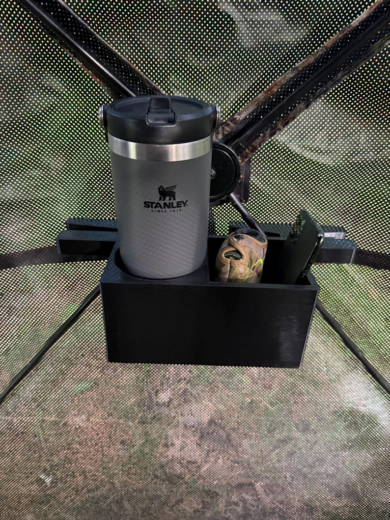Bow Hunter Hub Blind Kit | Compound Bow Hanger + Cup Holder Combo | Drop-On Set for Ameristep Primos Rhino | USA Made image 5