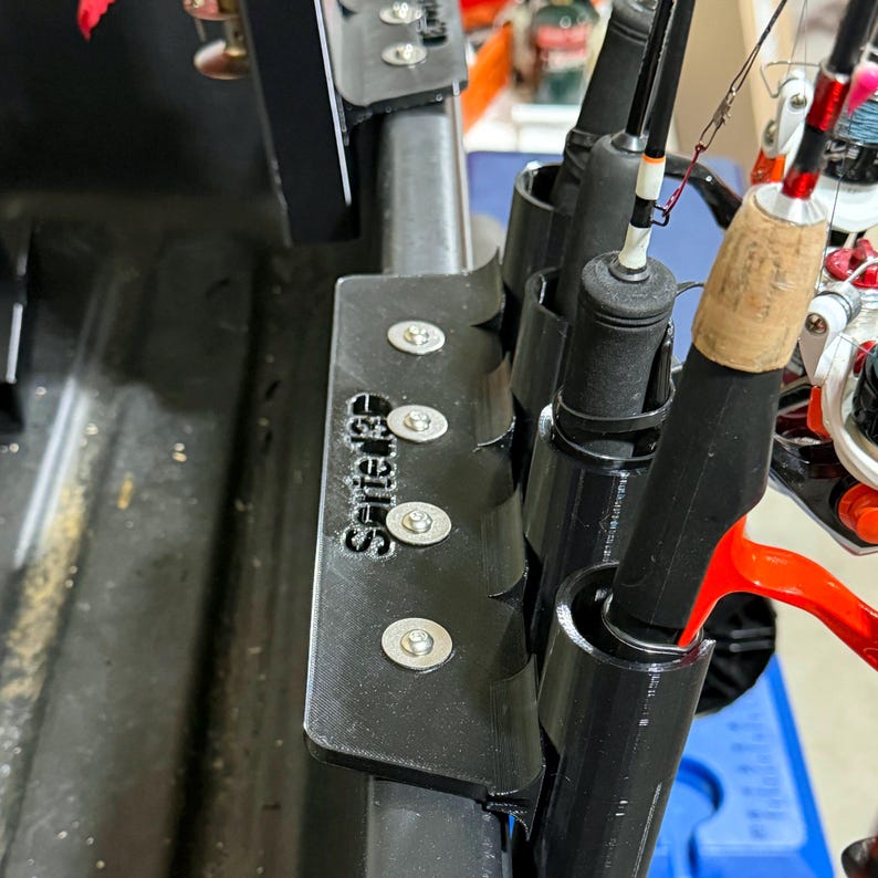 Ice Fishing Rod Holder 4 Rod | Sled Rail Mount Reel Through Slots | Shappell Otter Eskimo Frabill Fit | USA Made | Sorted3D image 5
