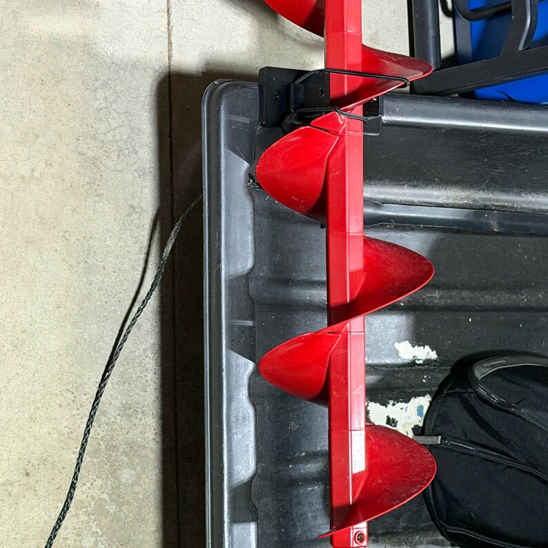 Ice Auger Holder 2 Clamp Kit | Sled Sidewall Mount | Eskimo Pistol Bit K Drill ION Strikemaster Fit | USA | Sorted3D image 1