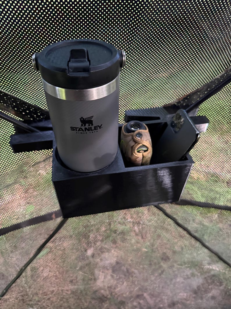 Bow Hunter Hub Blind Kit | Compound Bow Hanger + Cup Holder Combo | Drop-On Set for Ameristep Primos Rhino | USA Made image 9