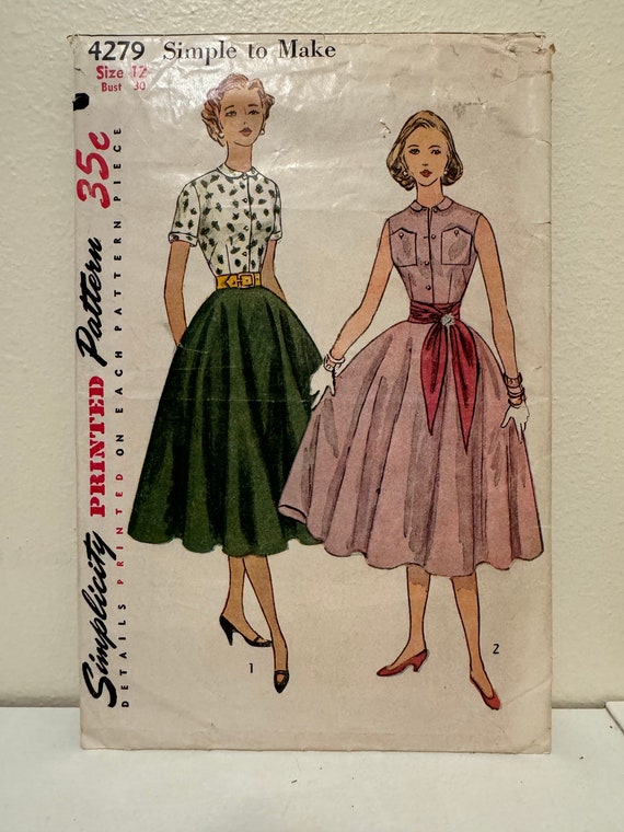 Original Vintage 1950s Simplicity Sewing Pattern 4279 Junior