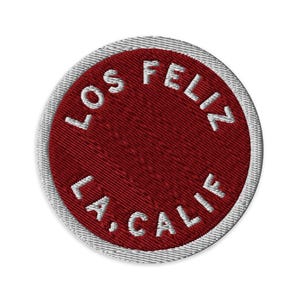 Los Feliz Embroidered Patch | Los Angeles, California Iron-On | Dresden Maroon + Griffith Observatory White | 3"