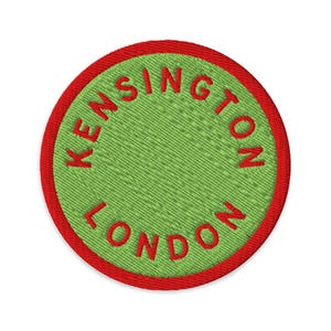 Kensington Embroidered Patch | London, United Kingdom Iron-On | Kensington Parakeet Green Feather + Red Beak | 3"