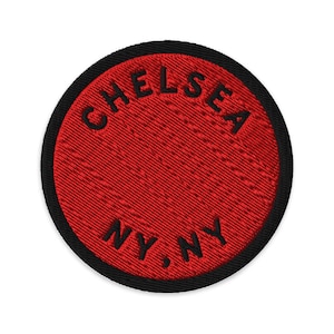 Chelsea Embroidered Patch | New York City, New York Iron-On | Hotel Chelsea Red + Black | 3"