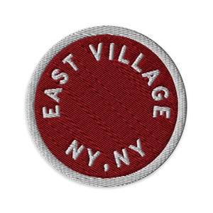 East Village Embroidered Patch | New York City, New York Iron-On | CBGB Maroon + White Gourmandizers | 3"
