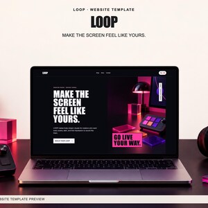 LOOP Shopify-Theme-Vorlage für Kreativ-Shops mit Startseite, Shop- und Produktseiten, einer Theme-Einrichtungsanleitung sowie Liquid-, JSON- und CSS-Dateien