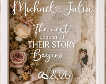 Personalized Wedding Keepsake Shadow Box, Custom Wedding Memory Display Frame, Bridal Shower Gift, Wedding Day Memento Box for Couple