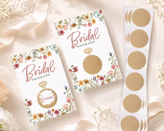 Scratch & Win Bridal Shower Game Cards, Floral Wedding Shower Scratch-Off Game, Bridal Party Activity, Bride-to-Be Shower Decorations