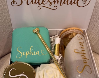 Personalized Bridesmaid Gift Box, Will You Be My Bridesmaid Proposal Box, Maid of Honor or Matron of Honor Bridal Party Gift Set