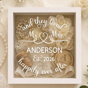 Boîte cadeau personnalisée pour souvenir de mariage, cadre d'affichage personnalisé pour mémoire de mariage, cadeau de douche nuptiale, boîte souvenir de mariage pour couple