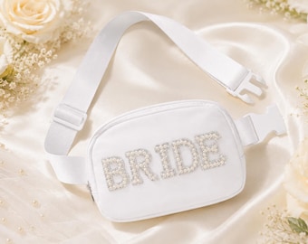 Pearl Bride Belt Bag, White Fanny Pack, Bachelorette Bridal Shower Gift