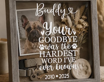 Personalized Pet Memorial Shadow Box, Custom Dog or Cat Keepsake Frame, Pet Loss Sympathy Gift, Memory Box with Name and Dates