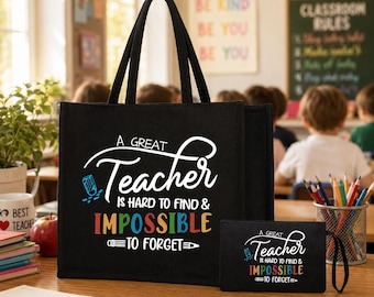 Teacher Tote Bag and Pouch Set, School Supplies, Teacher Appreciation Gift