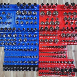 Plateaux de rangement pour douilles Quinn, compatibles avec les coffrets d'outils de technicien expert de 428 pièces et les boîtes à outils en PETG.