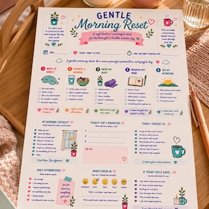 Gentle Morning Reset Printable | Morning Routine Planner | Self Care Worksheet | Wellness Journal (Digital Download) image 2