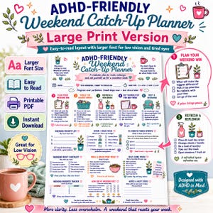 ADHD-Friendly Weekend Planner | Reset Checklist | Productivity | Self-Care | Worksheet (Digital Download)