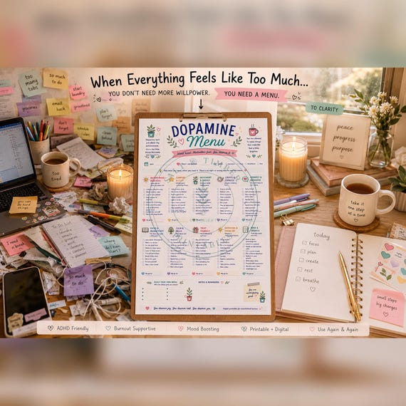 Dopamine Menu | ADHD Planner | Low Motivation Boost Tool | Printable