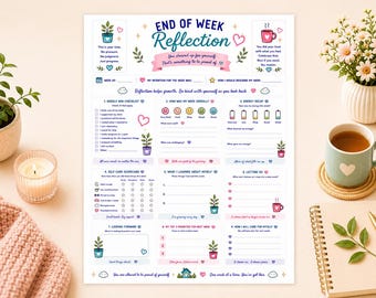 End of Week Reflection Planner | Weekly Reset Worksheet | (Digital Download)