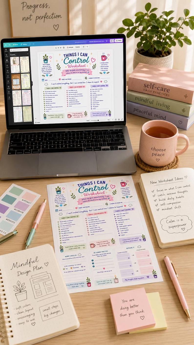 Things I Can Control Worksheet | Anxiety Relief & Mental Wellness Planner (Digital Download) image 5