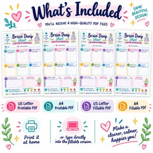 ADHD Brain Dump Planner Printable | Organize Thoughts, Tasks, Worries (Fillable PDF) bild 4