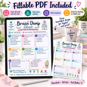 ADHD Brain Dump Planner Printable | Organize Thoughts, Tasks, Worries (Fillable PDF) bild 3