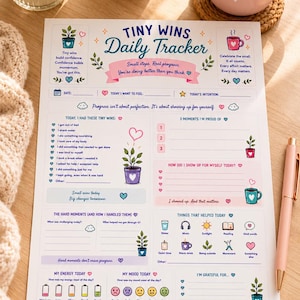 Tiny Wins Daily Tracker | Burnout Recovery, Self Care Journal Printable (Digital Download) image 6