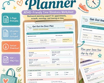 ADHD Time Blindness Planner | Backward Planning Worksheet (Digital Download)