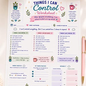 Things I Can Control Worksheet | Anxiety Relief & Mental Wellness Planner (Digital Download) image 7
