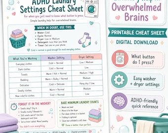ADHD Laundry Settings Cheat Sheet | Washer Dryer Guide (Digital Download)