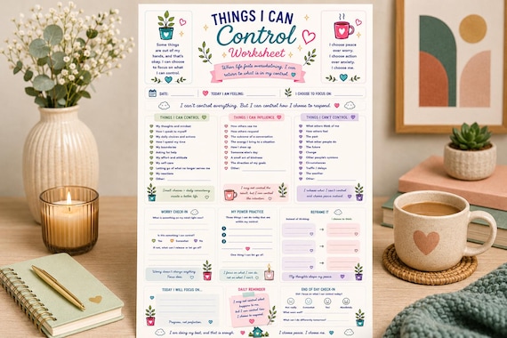 Things I Can Control Worksheet | Anxiety Relief & Mental Wellness Planner (Digital Download)