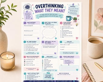 Overthinking What They Meant Printable | Anxiety Spiral & RSD Worksheet for ADHD