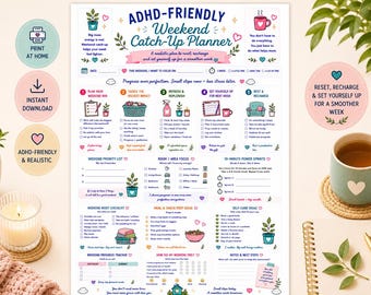 ADHD-Friendly Weekend Planner | Reset Checklist | Productivity | Self-Care | (Digital Download)