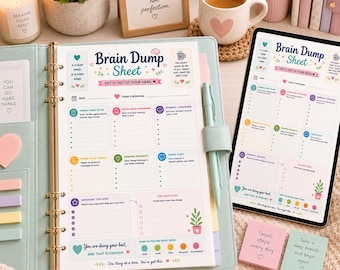 Brain Dump Sheet Printable | ADHD Mental Clutter Reset | Overwhelm Organizer | Anxiety Burnout Planner