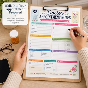 Doctor Appointment Notes Printable | Medical Visit Planner, Symptom & Medication Tracker, Questions for Doctor