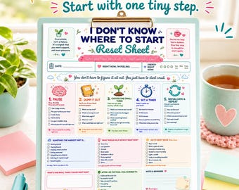 ADHD Overwhelm Reset Sheet | I Don’t Know Where To Start Printable