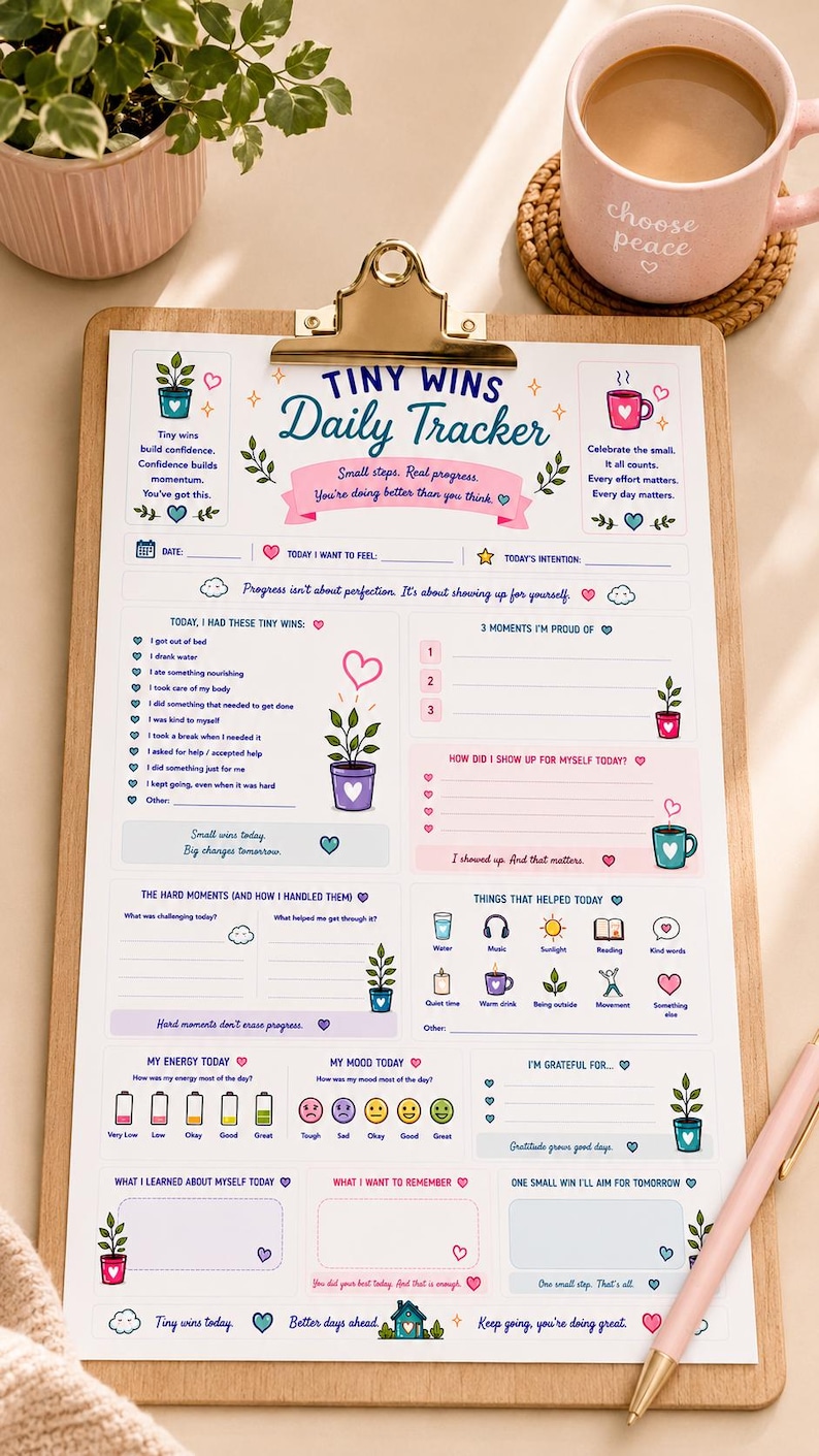Tiny Wins Daily Tracker | Burnout Recovery, Self Care Journal Printable (Digital Download) image 7