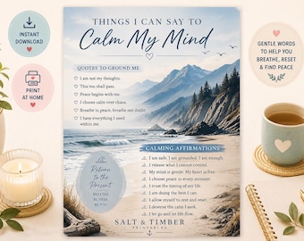 Coastal Calm Affirmation | Beach Therapy Wall Art | Anxiety & Stress Relief Decor | (Digital Download)