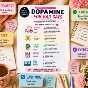 Dopamine For Bad Days Planner | ADHD Coping Skills | Overwhelm Support Planner Printable
