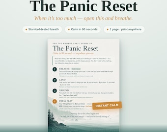 Panic Attack Relief Card | Grounding, Breathing Techniques (Digital Download)