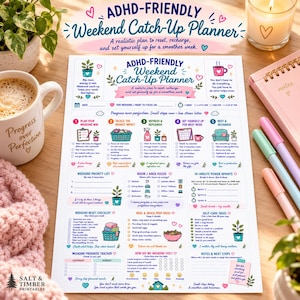 ADHD Planner | Weekend Reset Checklist & Weekly Catch-Up Planner | Printable PDF
