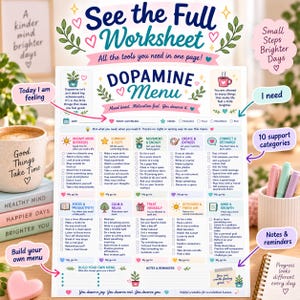 Dopamine Menu | ADHD Planner | Fillable PDF + Printable | Low Motivation Boost Tool image 8