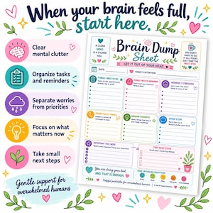 ADHD Brain Dump Planner Printable | Organize Thoughts, Tasks, Worries (Fillable PDF) bild 6